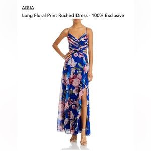Aqua floor length floral gown